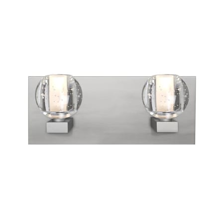 Besa Lighting Boca Vanity, Clear Bubble, Satin Nickel Finish, 2x40W Halogen 2WF-BOCABB-SN